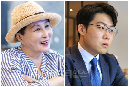 전여옥(왼쪽) 전 국회의원과 더불어민주당 박영훈 청년미래연석회의의 부의장. <디지털타임스 박동욱 기자, 디지털타임스 DB>
